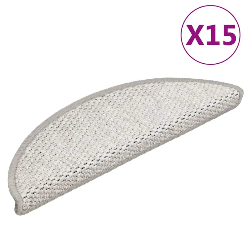 Lipnūs laiptų kilimėliai, 15vnt., platinos spalvos, 56x17x3cm