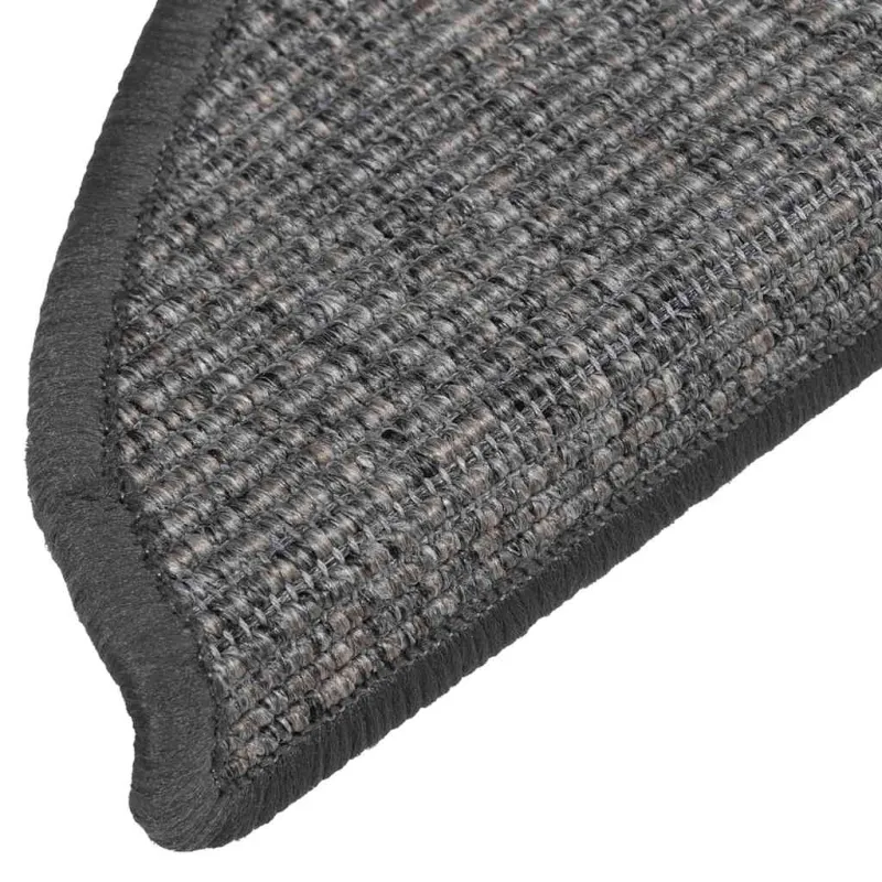 Laiptų kilimėliai, 15 vnt., 56x17x3 cm, smėlio ir pilkos spalvos, pusapvaliai