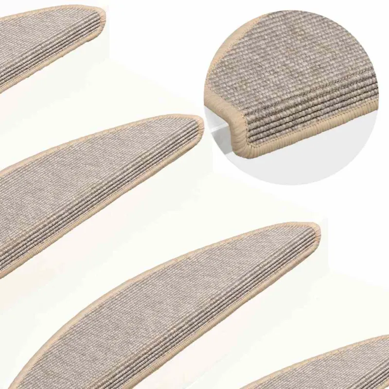 Laiptų kilimėliai, 15 vnt., 65x21x4 cm, sidabriniai, pusapvaliai, dideli