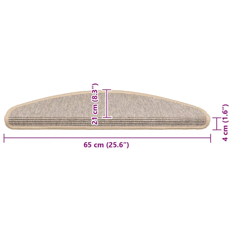 Laiptų kilimėliai, 15 vnt., 65x21x4 cm, sidabriniai, pusapvaliai, dideli