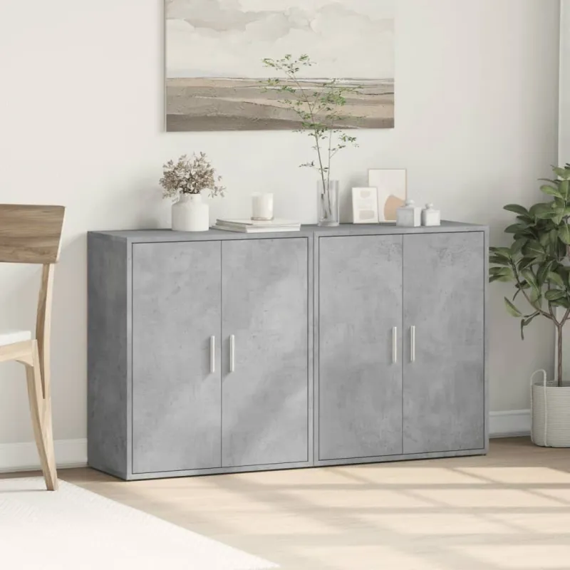 Šoninės spintelės, 2vnt., betono, 60x31x70cm, apdirbta mediena