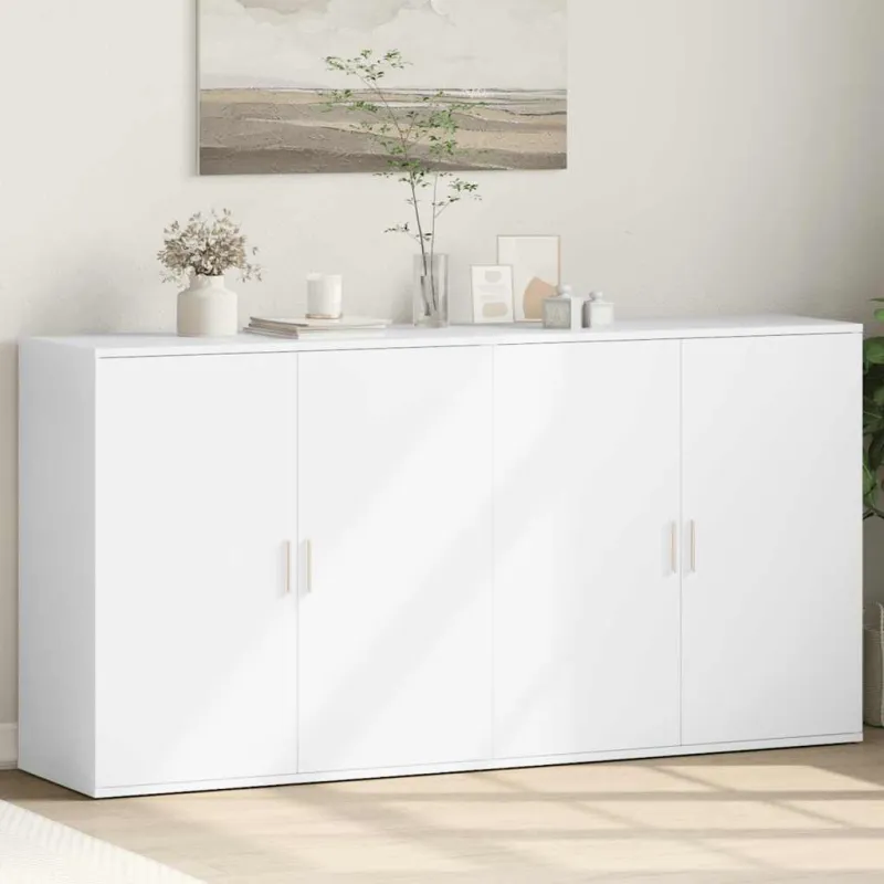 Šoninės spintelės, 2vnt., baltos, 79x38x80cm, apdirbta mediena