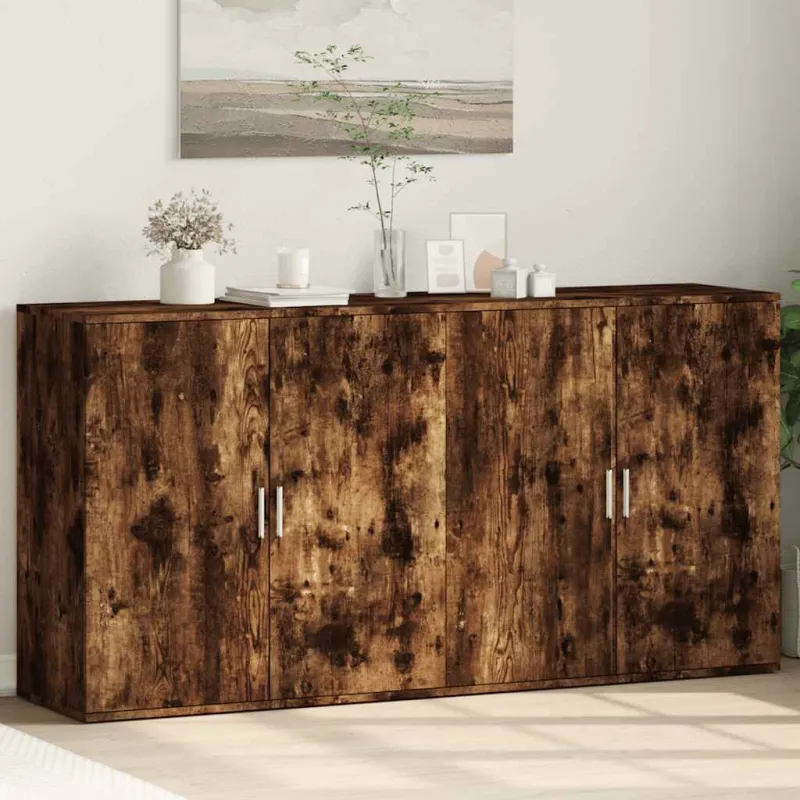 Šoninės spintelės, 2vnt., dūminio ąžuolo, 79x38x80cm, mediena