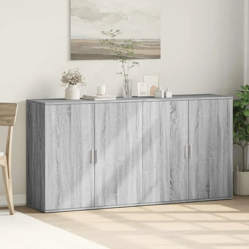 Šoninės spintelės, 2vnt., pilkos ąžuolo, 79x38x80cm, mediena
