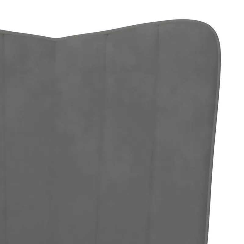 Poilsio kėdė su pakoja, tamsiai pilkos spalvos, aksomas