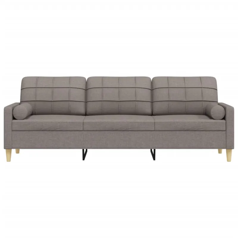 Trivietė sofa su pagalvėlėmis, taupe spalvos, 210cm, audinys
