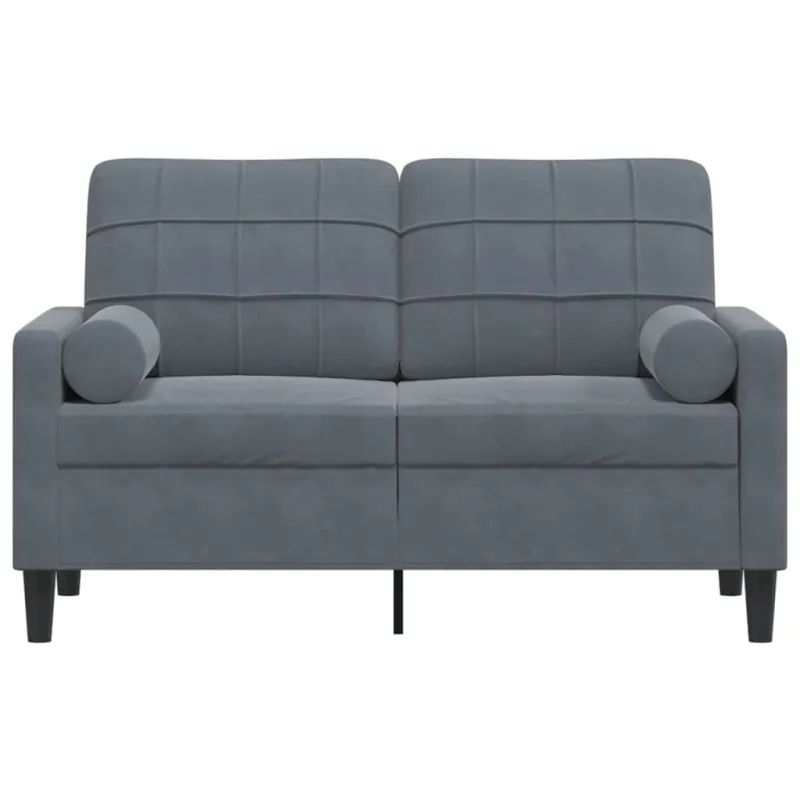 Dvivietė sofa su pagalvėlėmis, tamsiai pilka, 120cm, aksomas