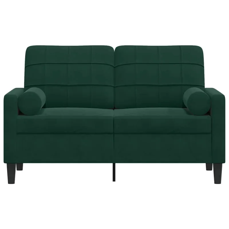 Dvivietė sofa su pagalvėlėmis, tamsiai žalia, 120cm, aksomas