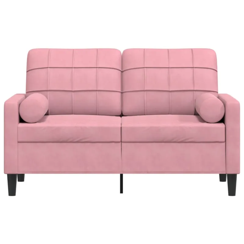 Dvivietė sofa su pagalvėlėmis, rožinės spalvos, 120cm, aksomas