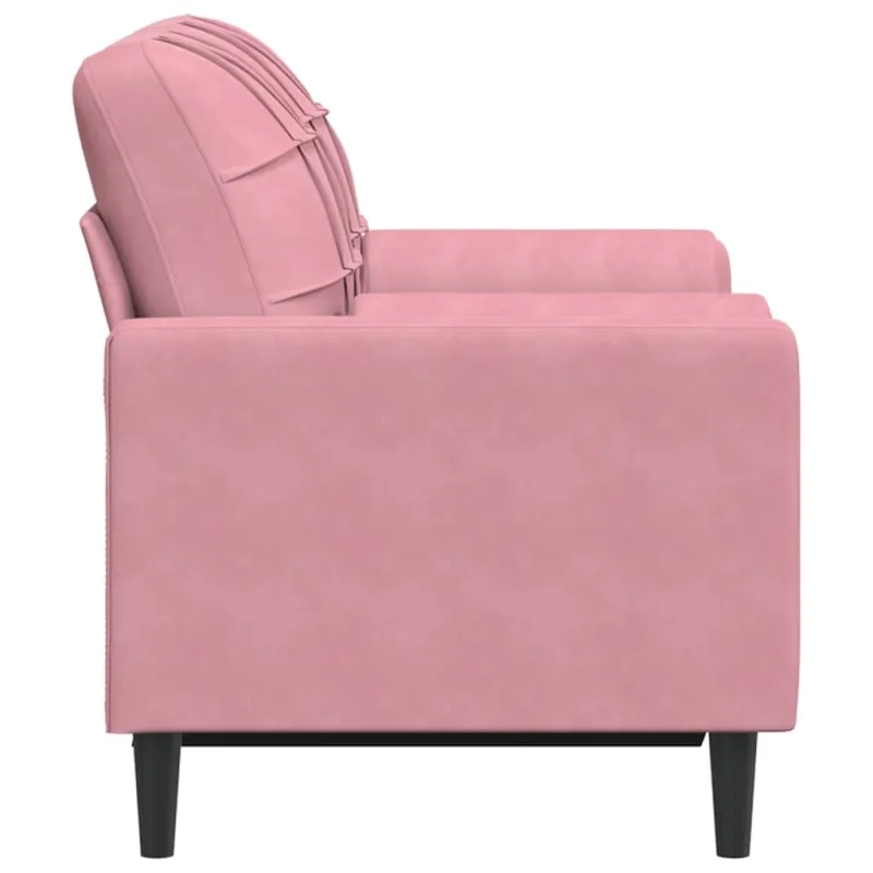 Dvivietė sofa su pagalvėlėmis, rožinės spalvos, 120cm, aksomas