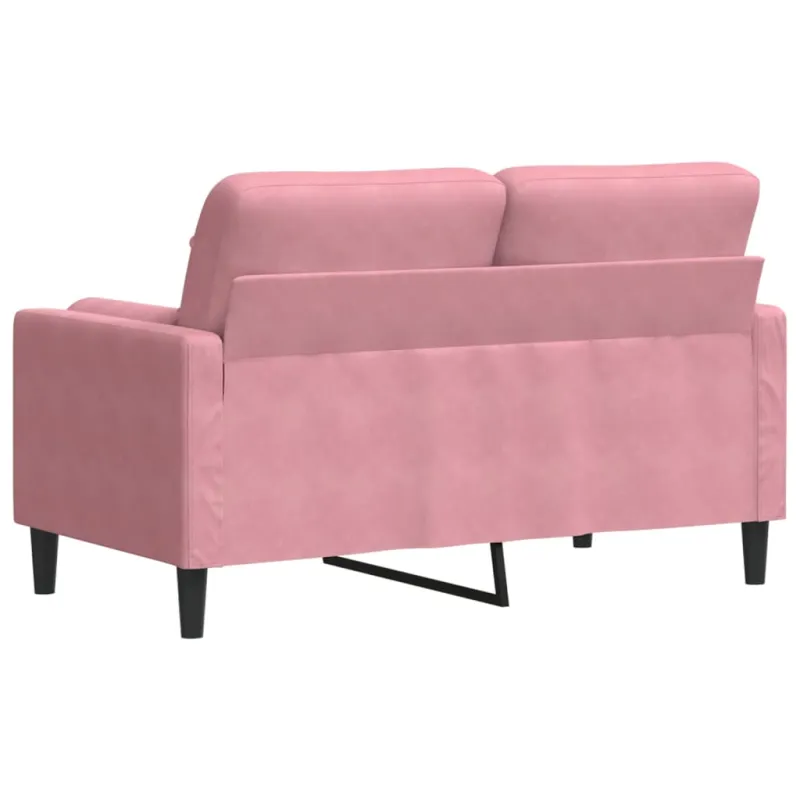 Dvivietė sofa su pagalvėlėmis, rožinės spalvos, 120cm, aksomas