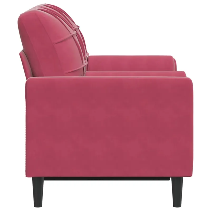 Dvivietė sofa su pagalvėlėmis, raudonojo vyno, 120cm, aksomas