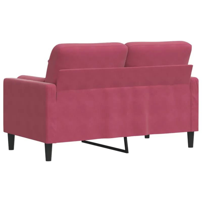 Dvivietė sofa su pagalvėlėmis, raudonojo vyno, 120cm, aksomas