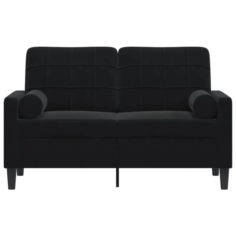 Dvivietė sofa su pagalvėlėmis, juodos spalvos, 120cm, aksomas