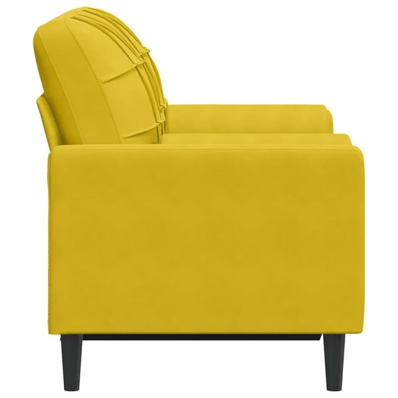 Dvivietė sofa su pagalvėlėmis, geltonos spalvos, 120cm, aksomas