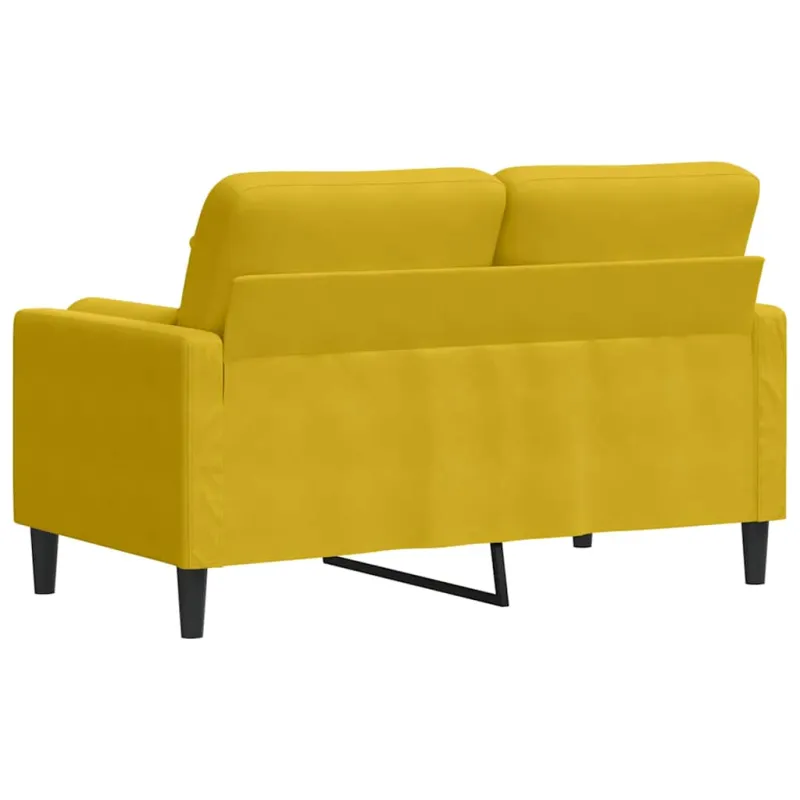 Dvivietė sofa su pagalvėlėmis, geltonos spalvos, 120cm, aksomas
