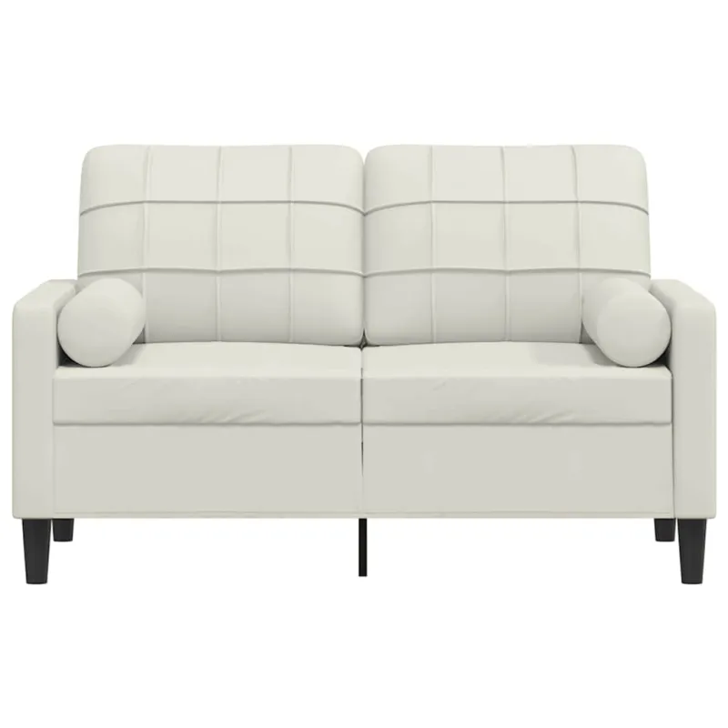 Dvivietė sofa su pagalvėlėmis, kreminės spalvos, 120cm, aksomas