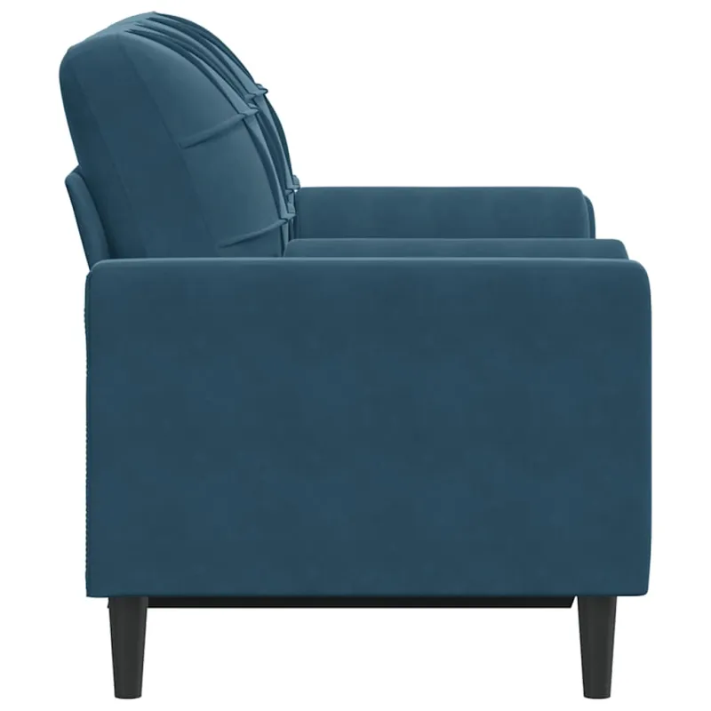 Dvivietė sofa su pagalvėlėmis, mėlynos spalvos, 120cm, aksomas