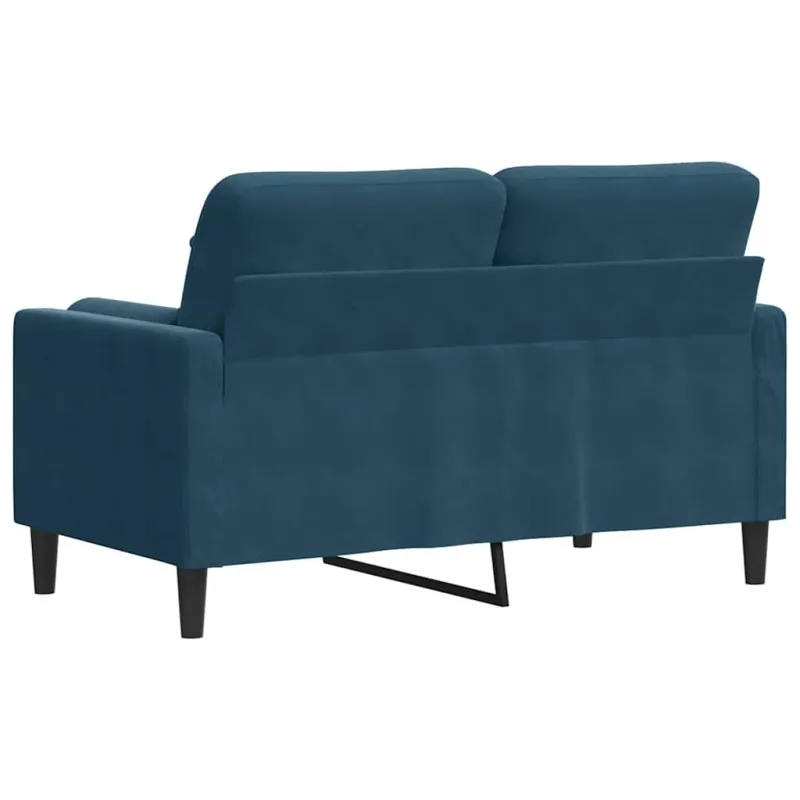 Dvivietė sofa su pagalvėlėmis, mėlynos spalvos, 120cm, aksomas
