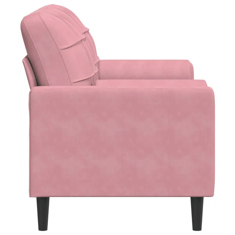 Dvivietė sofa su pagalvėlėmis, rožinės spalvos, 140cm, aksomas