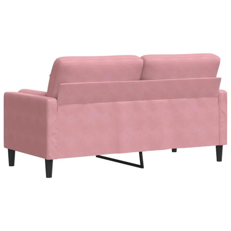 Dvivietė sofa su pagalvėlėmis, rožinės spalvos, 140cm, aksomas