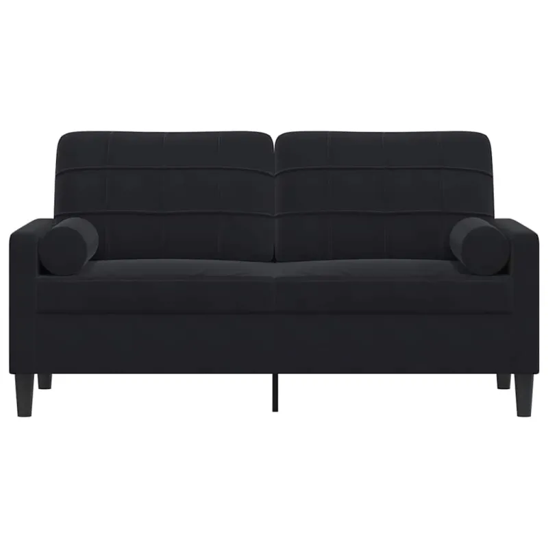 Dvivietė sofa su pagalvėlėmis, juodos spalvos, 140cm, aksomas