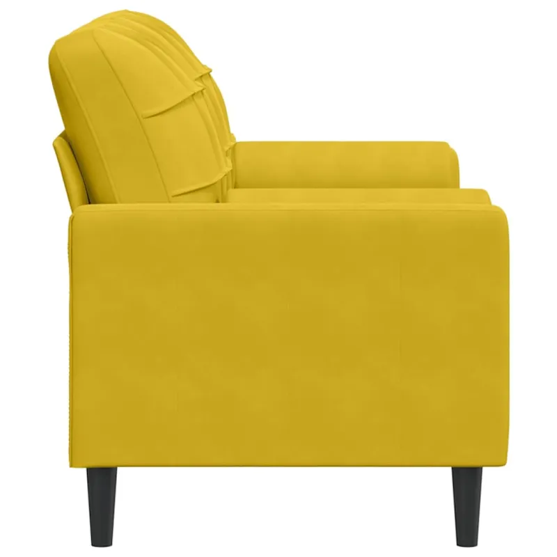 Dvivietė sofa su pagalvėlėmis, geltonos spalvos, 140cm, aksomas