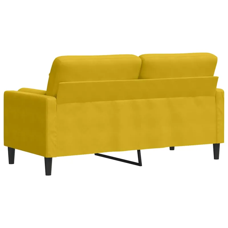 Dvivietė sofa su pagalvėlėmis, geltonos spalvos, 140cm, aksomas