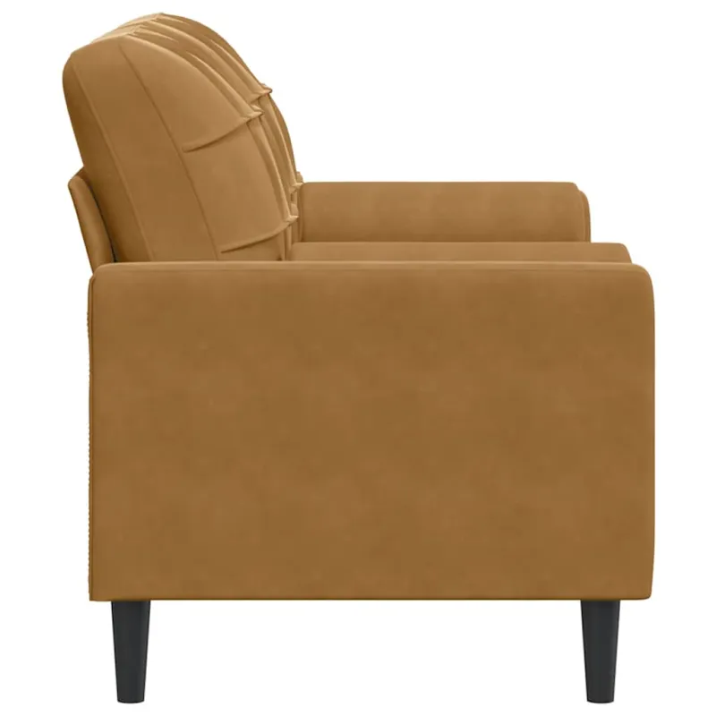 Dvivietė sofa su pagalvėlėmis, rudos spalvos, 140cm, aksomas