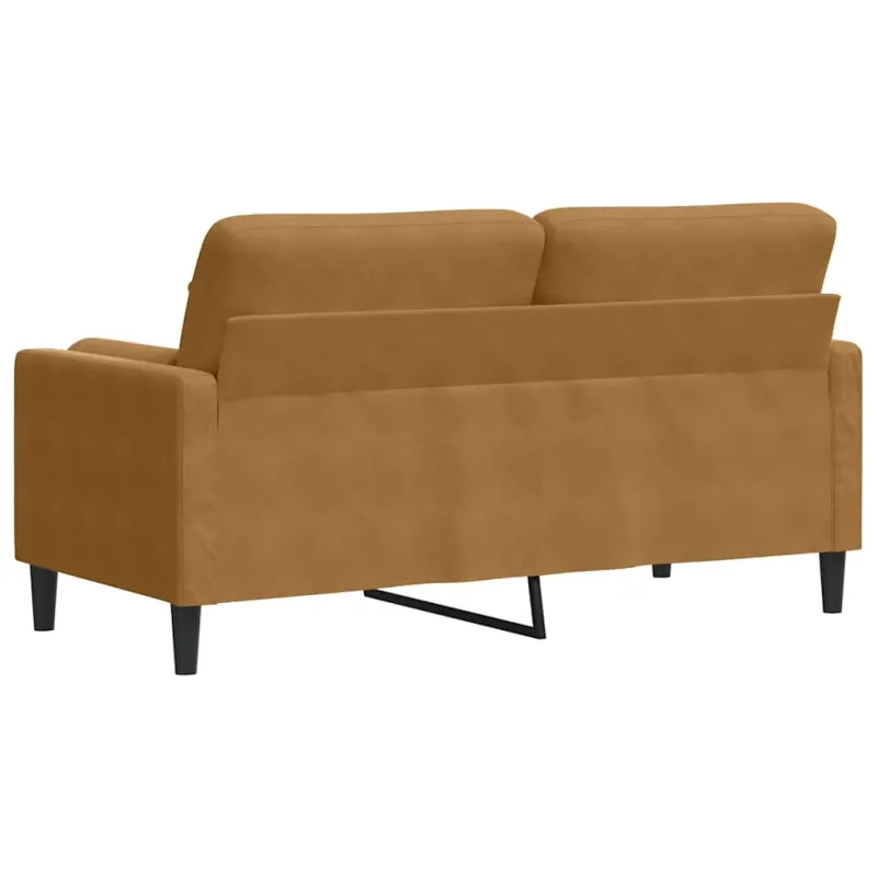 Dvivietė sofa su pagalvėlėmis, rudos spalvos, 140cm, aksomas