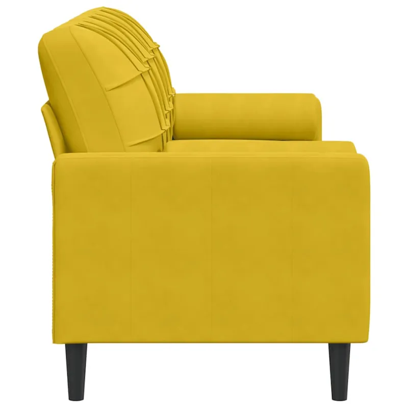 Trivietė sofa su pagalvėlėmis, geltonos spalvos, 180cm, aksomas