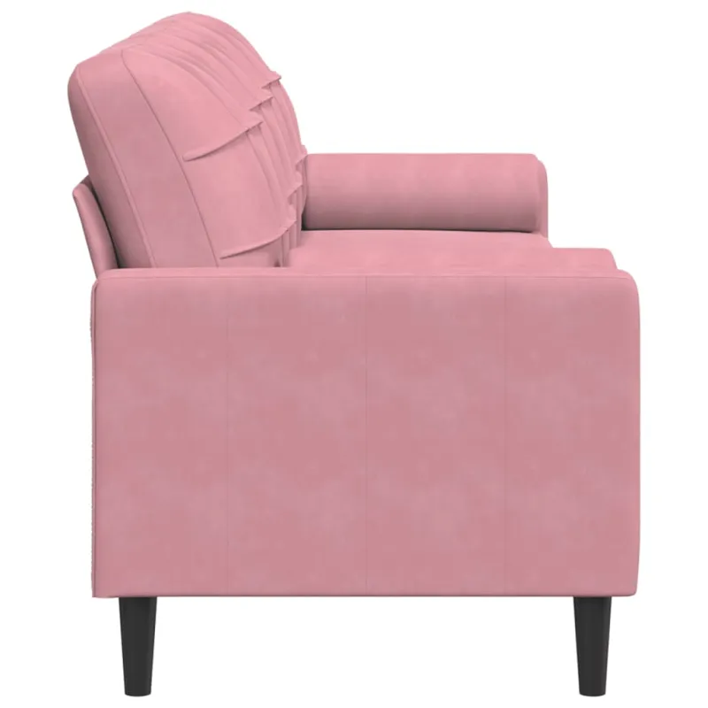 Trivietė sofa su pagalvėlėmis, rožinės spalvos, 210cm, aksomas