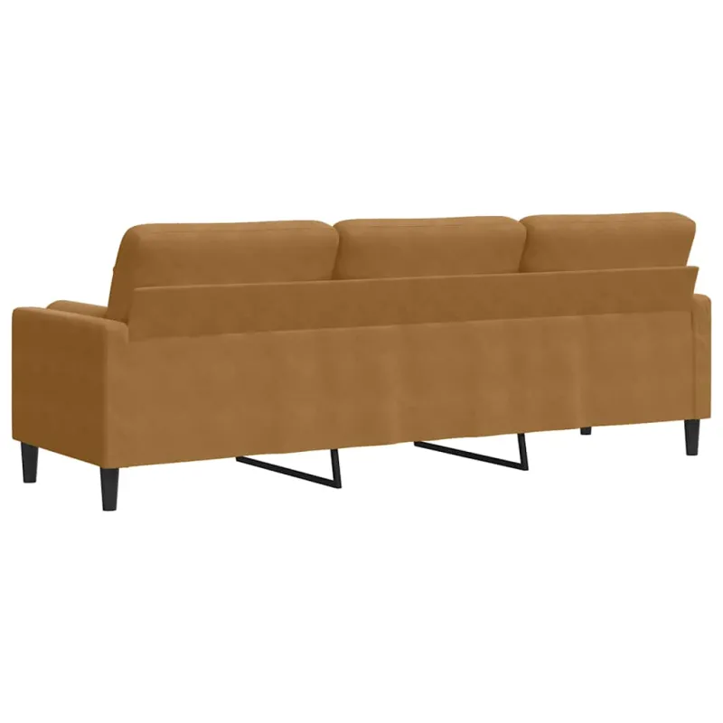Trivietė sofa su pagalvėlėmis, rudos spalvos, 210cm, aksomas