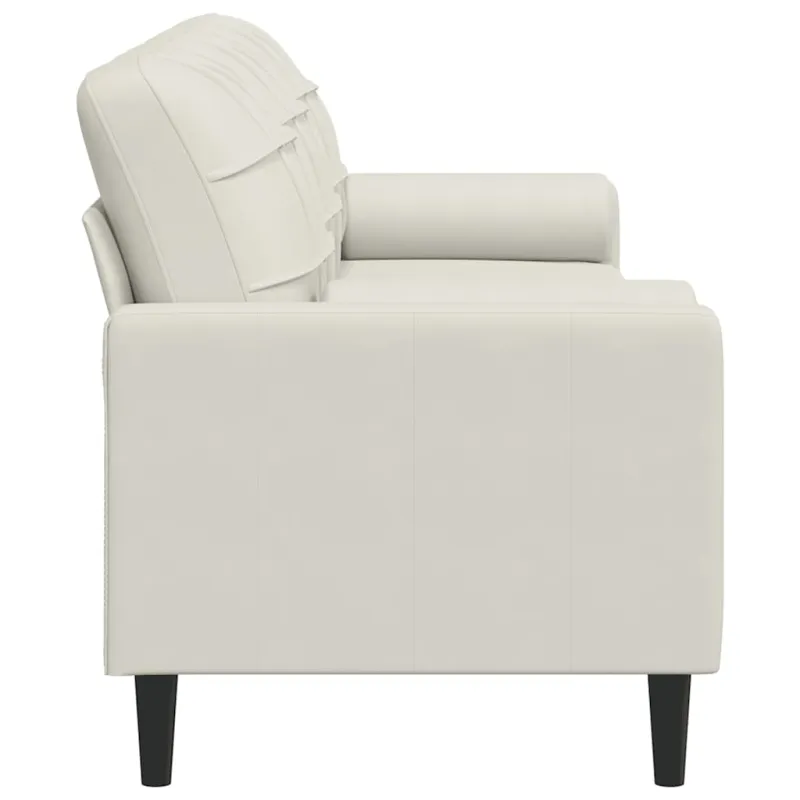 Trivietė sofa su pagalvėlėmis, kreminės spalvos, 210cm, aksomas