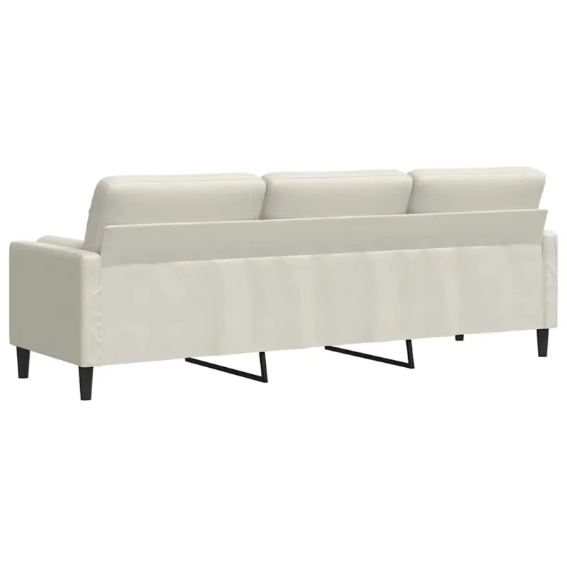 Trivietė sofa su pagalvėlėmis, kreminės spalvos, 210cm, aksomas