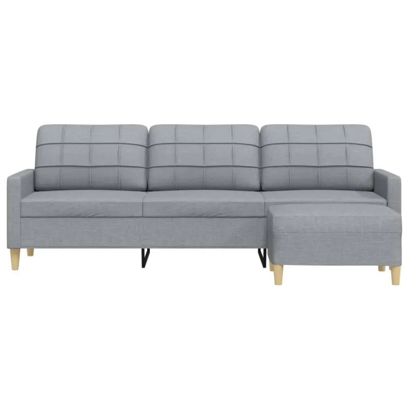 Trivietė sofa su pakoja, šviesiai pilka, 210cm, audinys