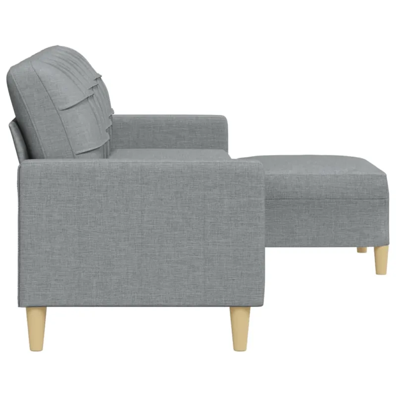 Trivietė sofa su pakoja, šviesiai pilka, 210cm, audinys