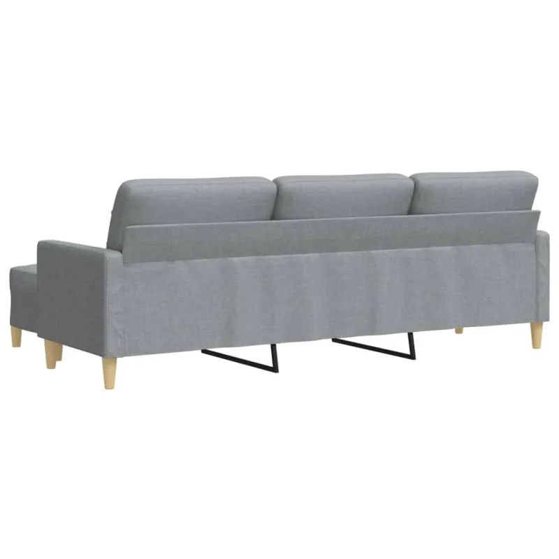 Trivietė sofa su pakoja, šviesiai pilka, 210cm, audinys