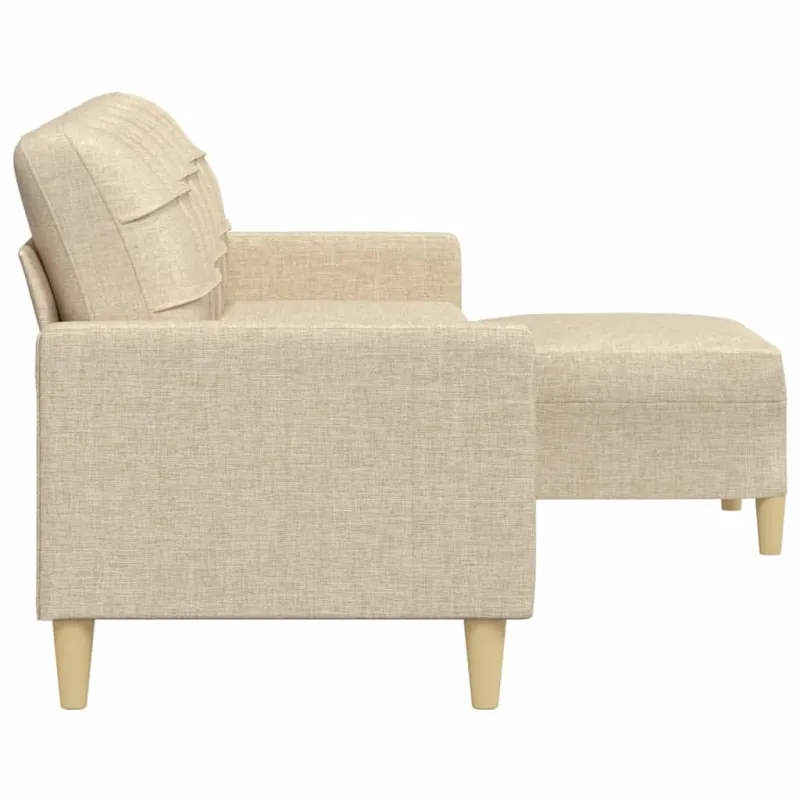 Trivietė sofa su pakoja, kreminės spalvos, 210cm, audinys