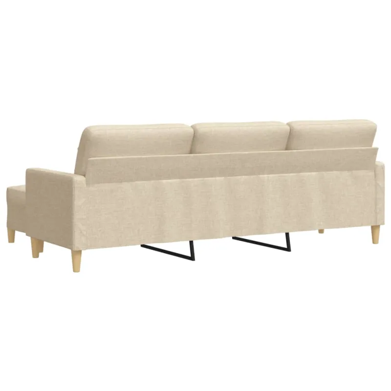 Trivietė sofa su pakoja, kreminės spalvos, 210cm, audinys