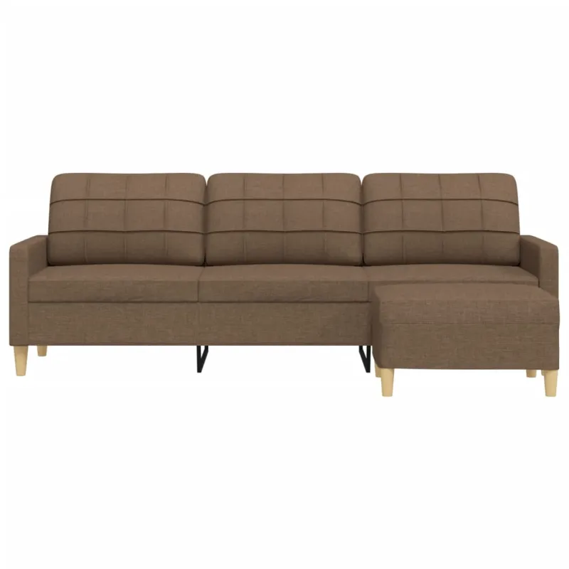 Trivietė sofa su pakoja, rudos spalvos, 210cm, audinys