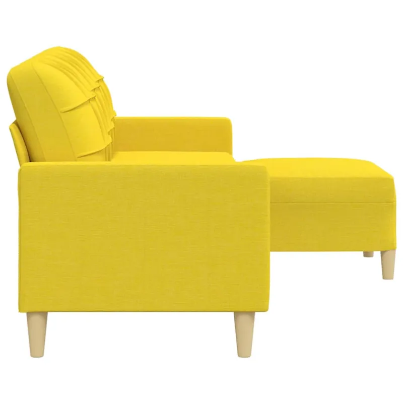 Trivietė sofa su pakoja, šviesiai geltona, 210cm, audinys