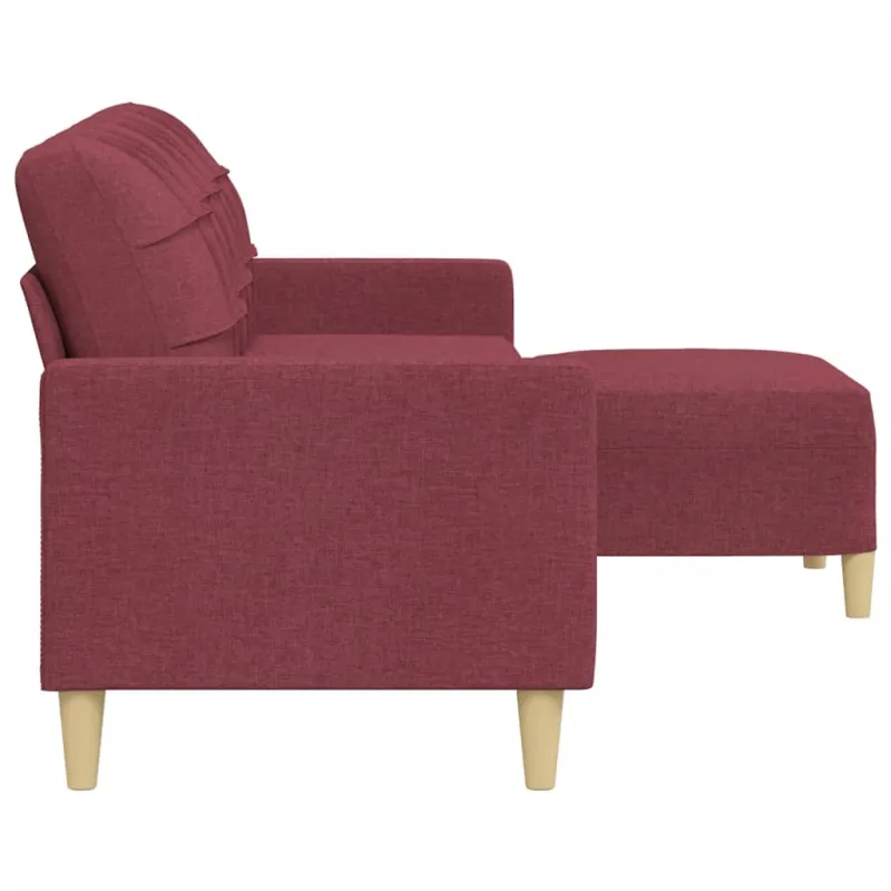 Trivietė sofa su pakoja, raudonojo vyno spalvos, 210cm, audinys