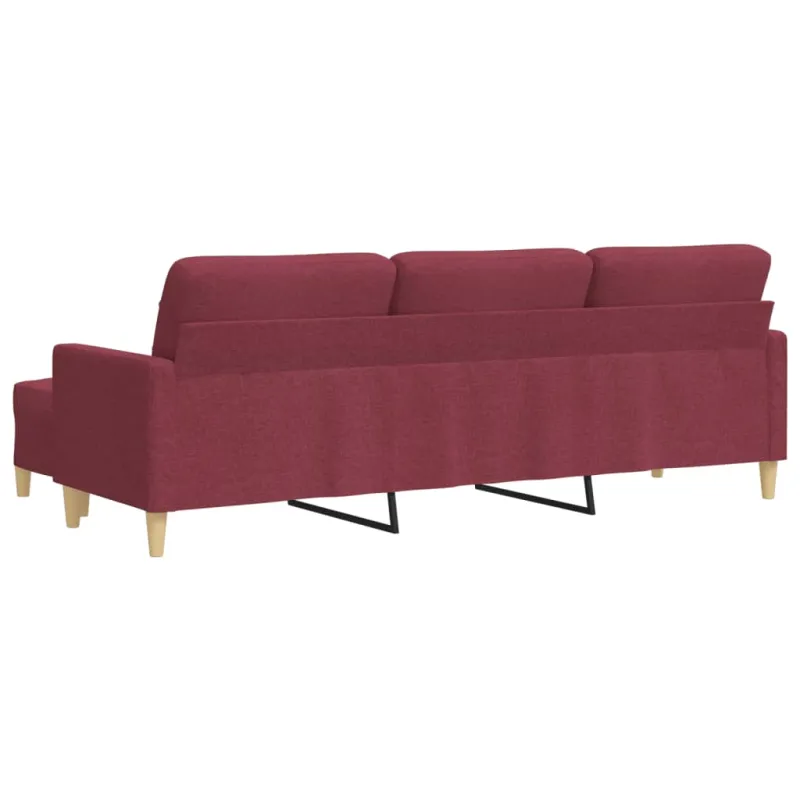Trivietė sofa su pakoja, raudonojo vyno spalvos, 210cm, audinys