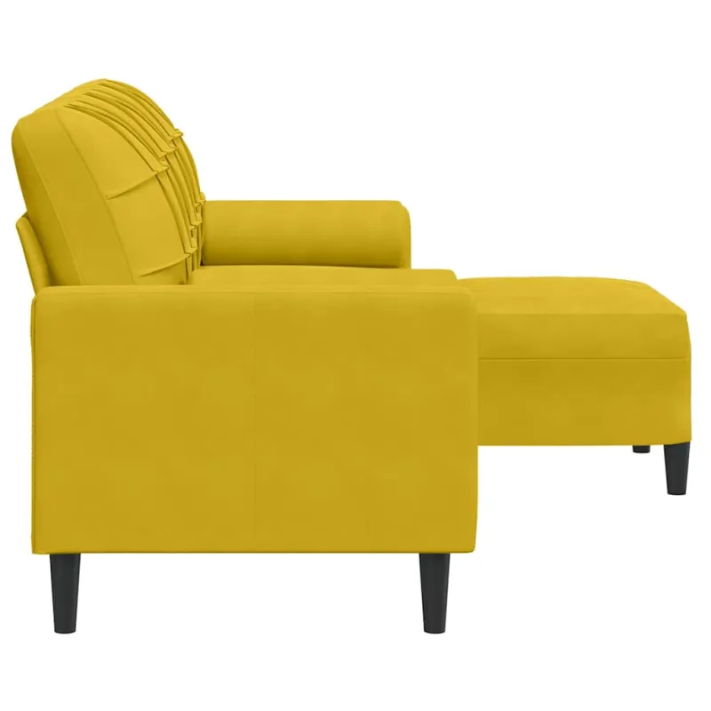 Trivietė sofa su pakoja, geltonos spalvos, 180cm, aksomas