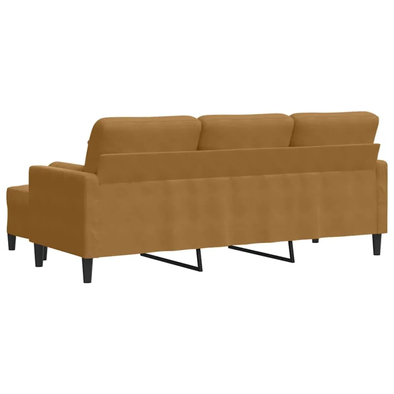 Trivietė sofa su pakoja, rudos spalvos, 180cm, aksomas