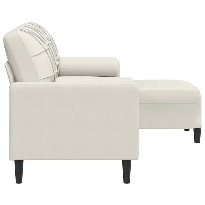 Trivietė sofa su pakoja, kreminės spalvos, 180cm, aksomas