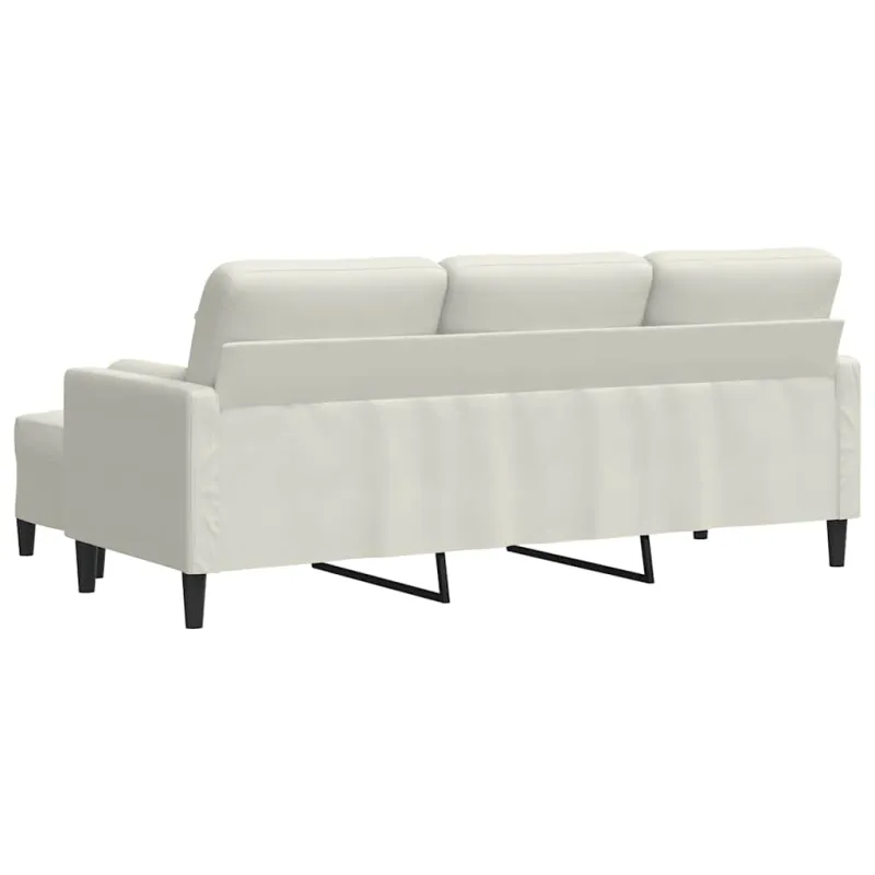 Trivietė sofa su pakoja, kreminės spalvos, 180cm, aksomas