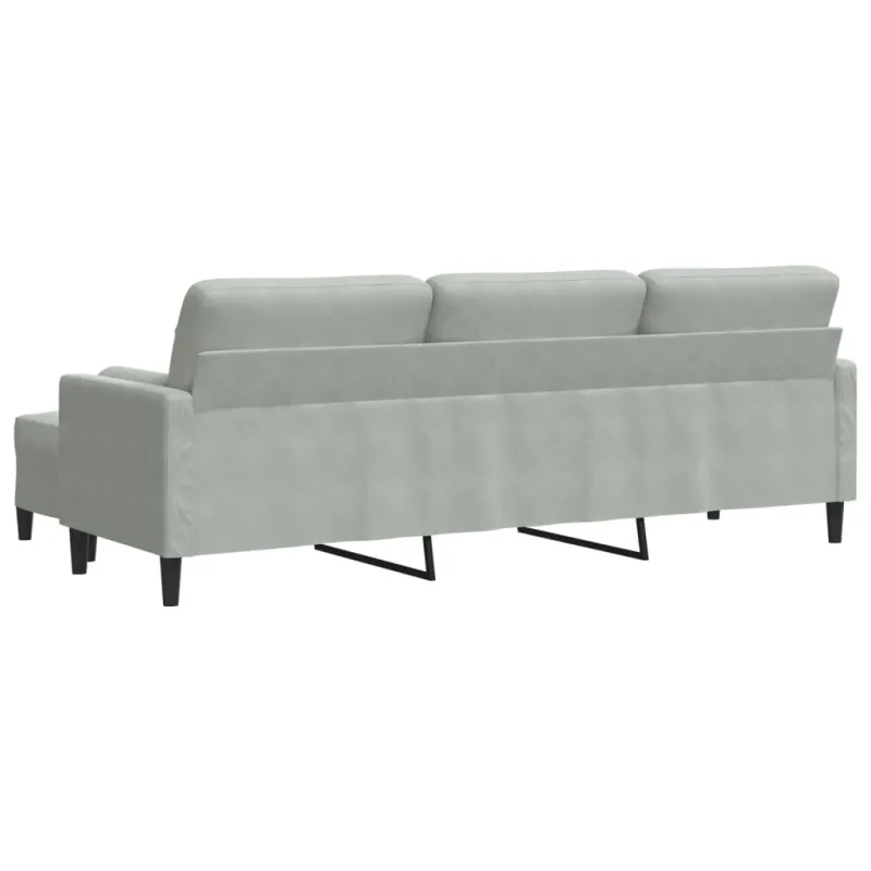 Trivietė sofa su pakoja, šviesiai pilka, 210cm, aksomas