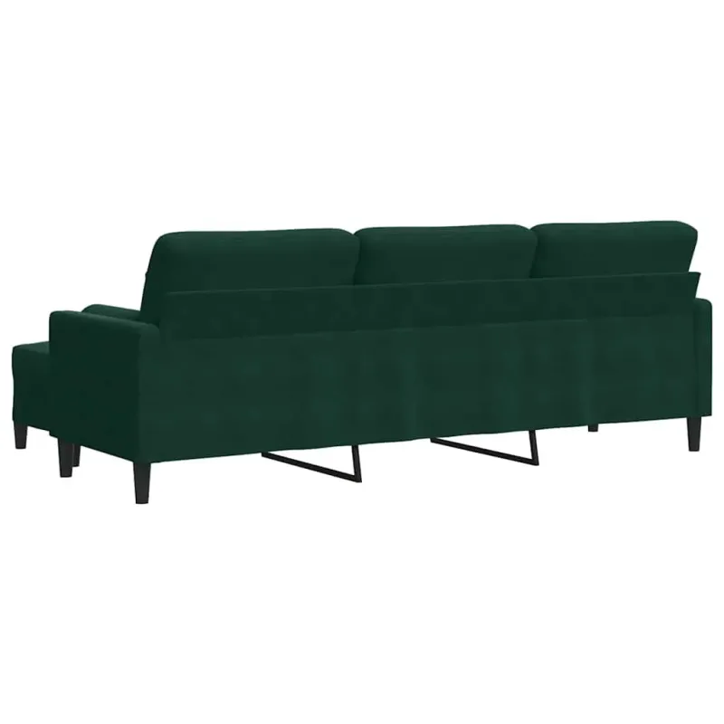 Trivietė sofa su pakoja, tamsiai žalios spalvos, 210cm, aksomas